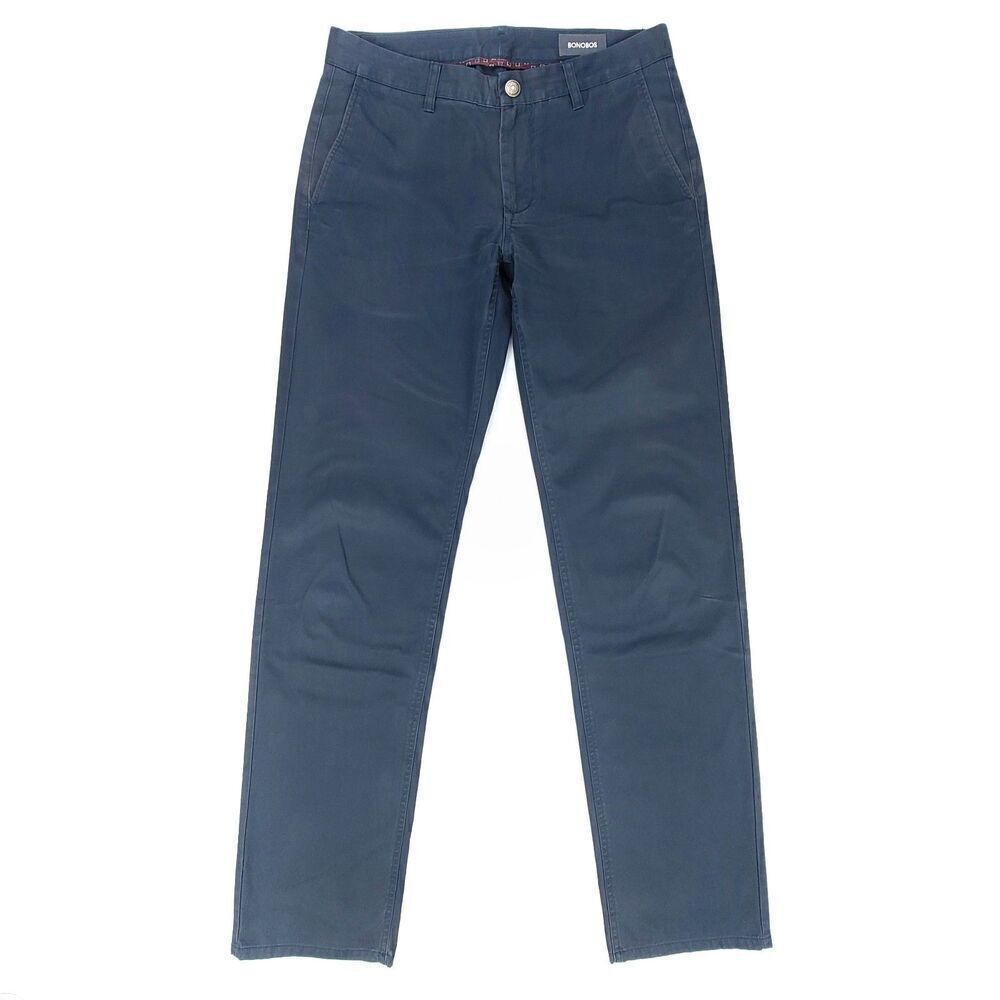 BONOBOS Washed Chino Straight Cotton Twill Casual Pants Mens Teal Mens 30 x 34